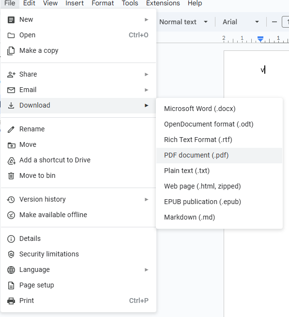 Save docx file as PDF using Google Docs