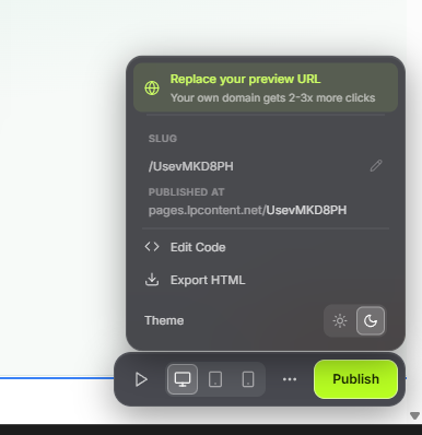 Leadpages Export HTML Feature – Download & Publish Landing Page Code on Any Host Leadpages page settings showing Edit Code and Export HTML options for custom hosting