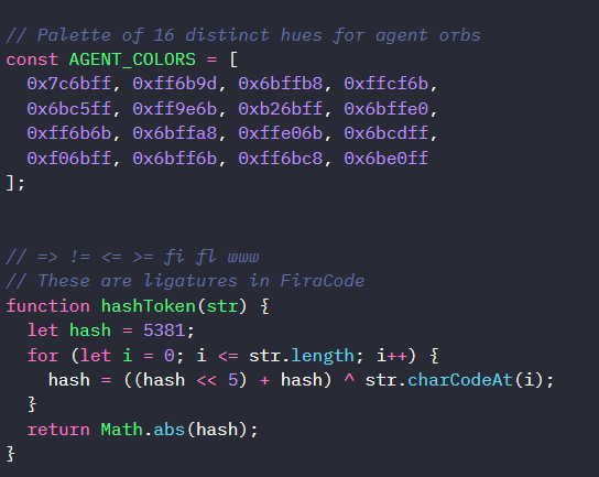 IBM Plex Mono Font Preview IBM Plex Mono coding font preview highlighting its distinct "industrial" monospaced design and clear punctuation.
