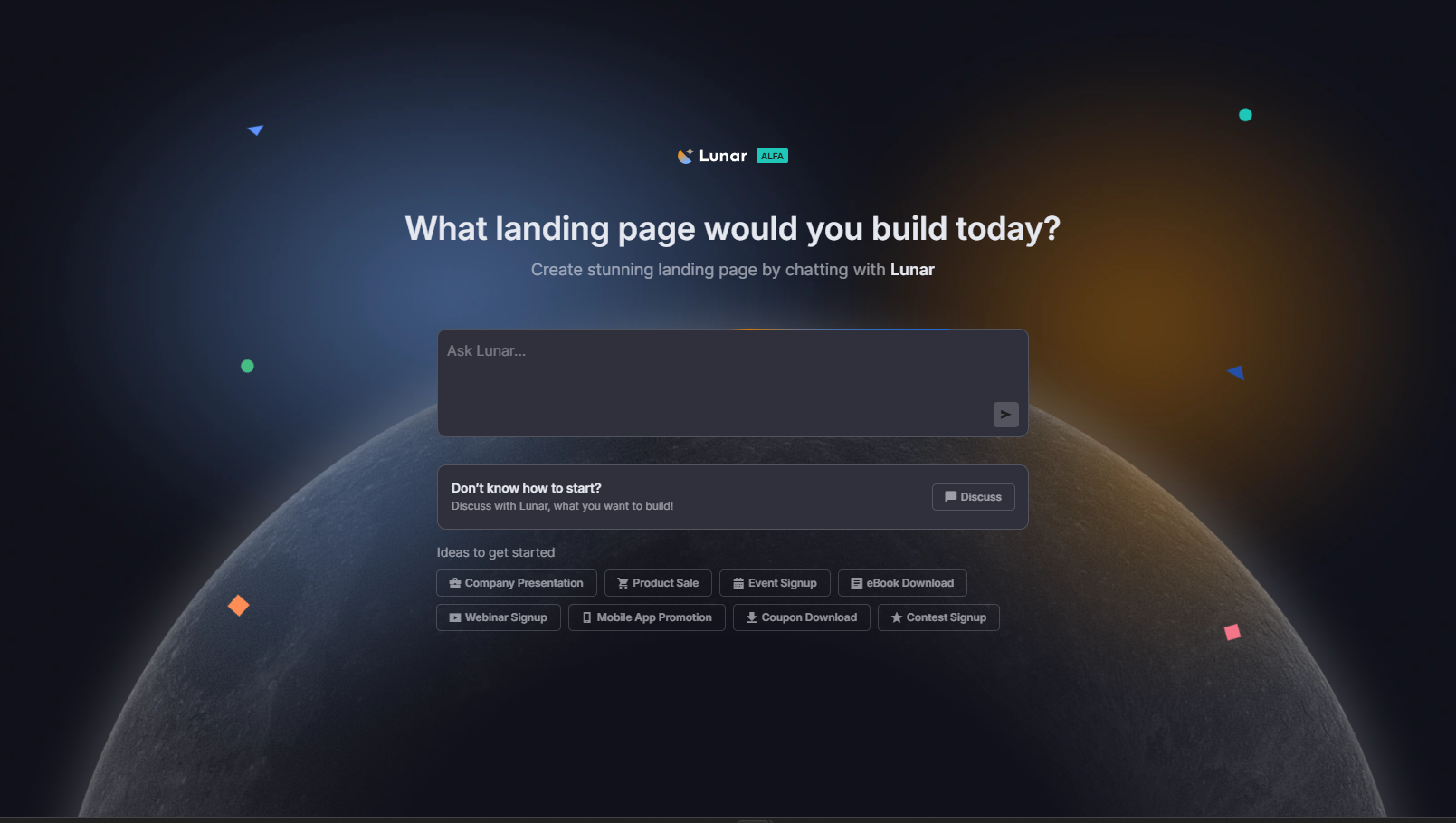 Landingi AI Landing Page Builder – Start Building with a Simple Text Prompt Landingi AI homepage with prompt interface asking "What landing page would you build today?"