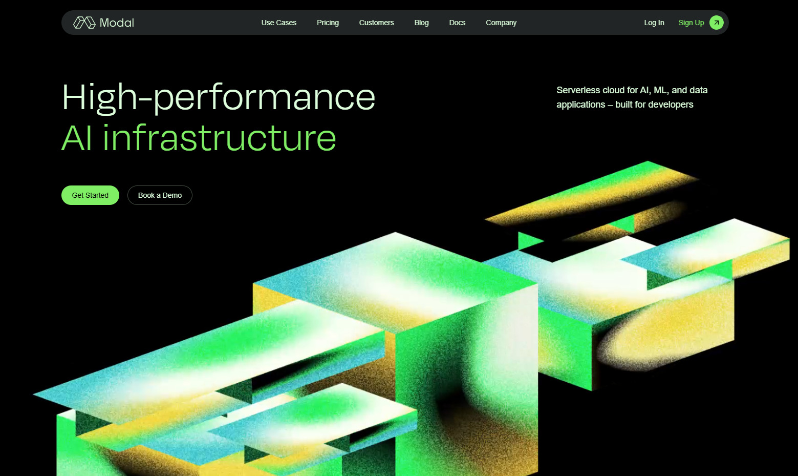 The serverless platform for your AI, Modal's homepage.