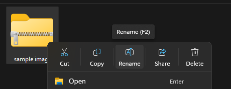Rename the Zipped folder