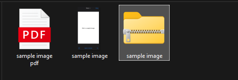 Zipped folder next to files